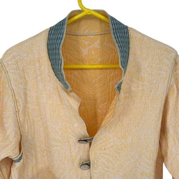 Vintage Womens Button Front Jacquard Reversible Jacket Yellow Large - Picture 5 of 8